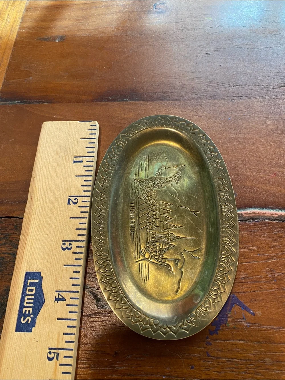 Thailand Brass Decorative Mini Tray - Gold Oval Souvenir
